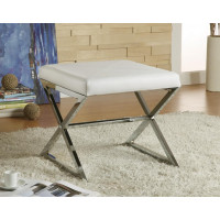 Coaster Furniture 501063 X-cross Square Ottoman White and Chrome